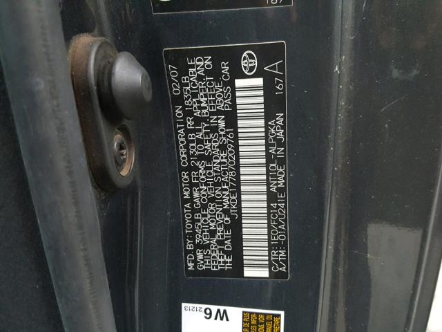 JTKDE177870209761 - 2007 TOYOTA SCION TC 黑色 照片 10