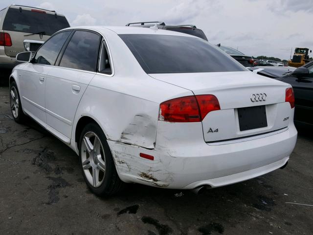 WAUAF78E28A121336 - 2008 AUDI A4 2.0T WHITE photo 3