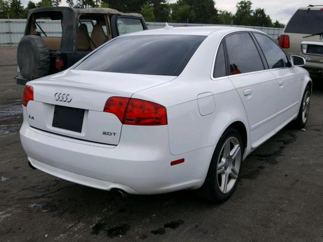 WAUAF78E28A121336 - 2008 AUDI A4 2.0T WHITE photo 4