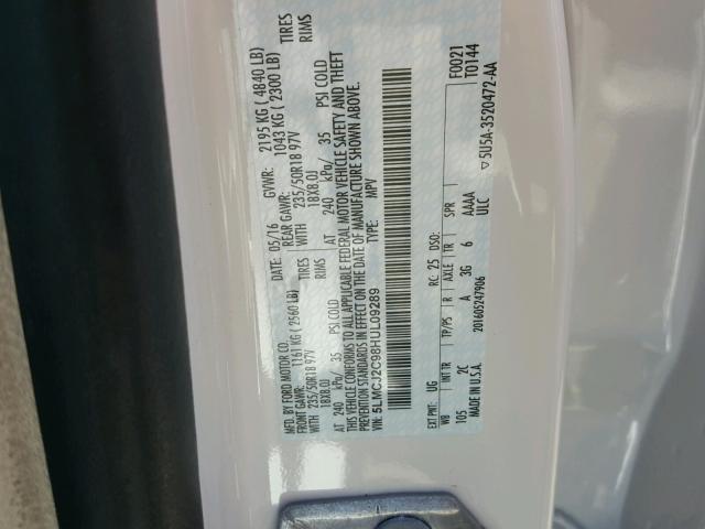 5LMCJ2C98HUL09289 - 2017 LINCOLN MKC SELECT 白色 照片 10