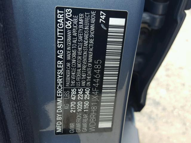 WDBRH81JX4F446485 - 2004 MERCEDES-BENZ C 240 SPOR BLUE photo 10