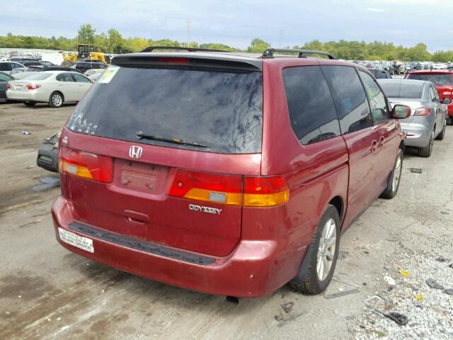 2HKRL186X2H536537 - 2002 HONDA ODYSSEY EX RED photo 4