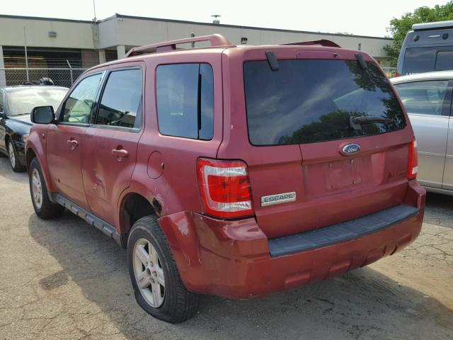 1FMCU59H88KA24050 - 2008 FORD ESCAPE HEV RED photo 3