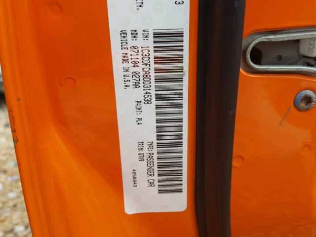 1C3CDFCA8DD314538 - 2013 DODGE DART LIMIT ORANGE photo 10