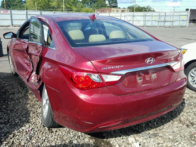 5NPEB4AC0DH734128 - 2013 HYUNDAI SONATA GLS RED photo 3