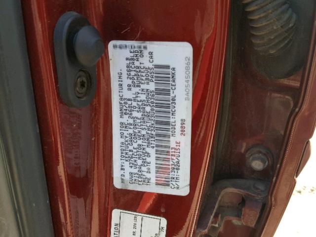 4T1BF32K23U050365 - 2003 TOYOTA CAMRY LE MAROON photo 10