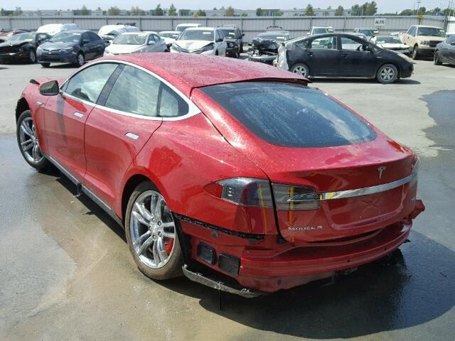 5YJSA1H15EFP38667 - 2014 TESLA MODEL S RED photo 3