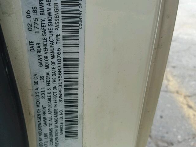 3VWPF31Y56M318766 - 2006 VOLKSWAGEN NEW BEETLE 奶油色 照片 10