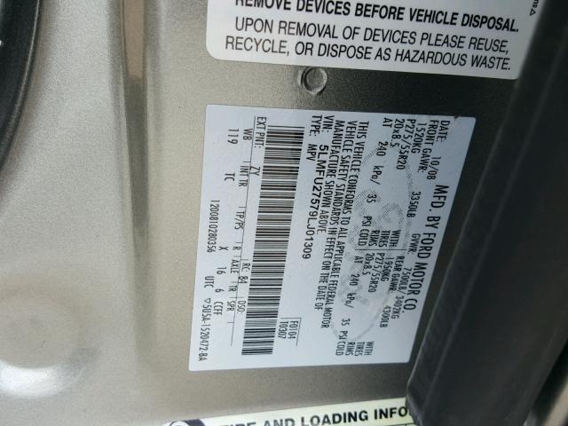5LMFU27579LJ01309 - 2009 LINCOLN NAVIGATOR Argent photo 10