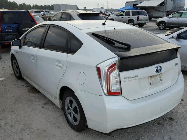 JTDKN3DU0C5437447 - 2012 TOYOTA PRIUS WHITE photo 3