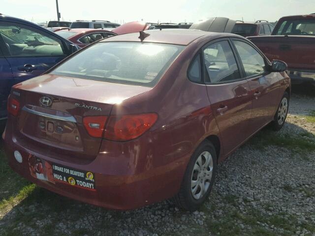 KMHDU4AD0AU129117 - 2010 HYUNDAI ELANTRA BL RED photo 4