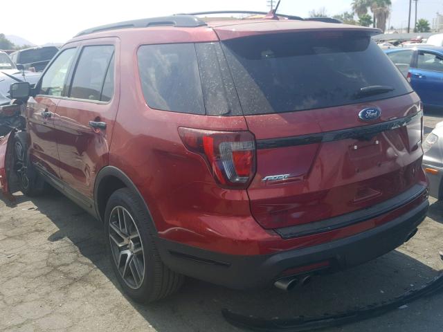 1FM5K8GT6JGA19803 - 2018 FORD EXPLORER S RED photo 3