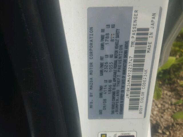 JM1BK34M491223747 - 2009 MAZDA SPEED 3 WHITE photo 10