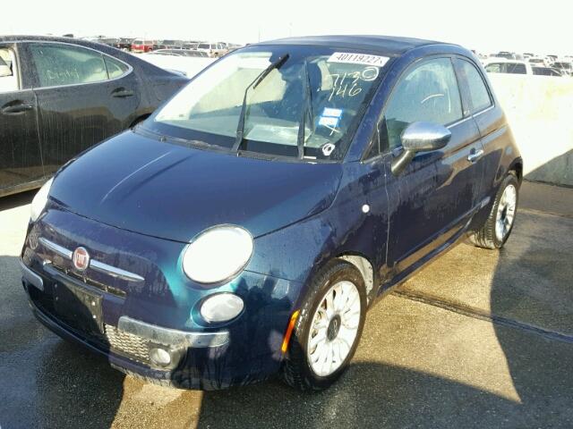 3C3CFFER4DT713146 - 2013 FIAT 500 LOUNGE BLUE photo 2