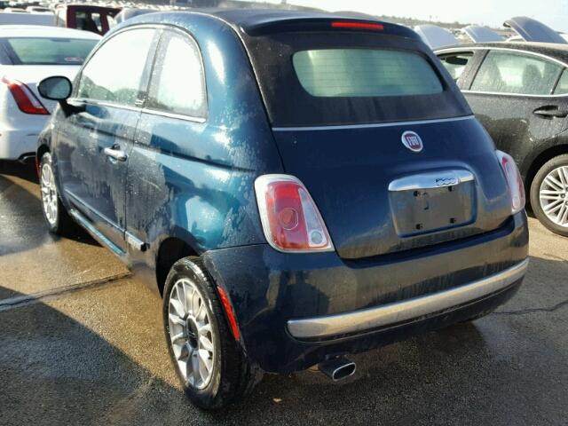 3C3CFFER4DT713146 - 2013 FIAT 500 LOUNGE BLUE photo 3