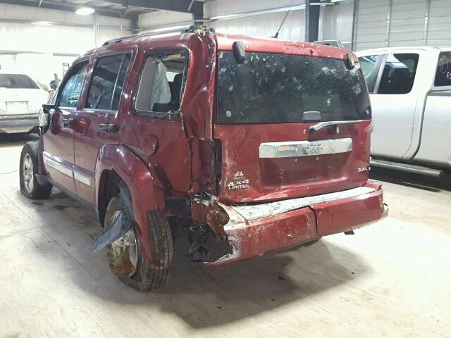 1J8GN58K48W123899 - 2008 JEEP LIBERTY LI MAROON photo 3