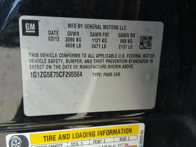 1G1ZG5E75CF295564 - 2012 CHEVROLET MALIBU LTZ 黑色 照片 10