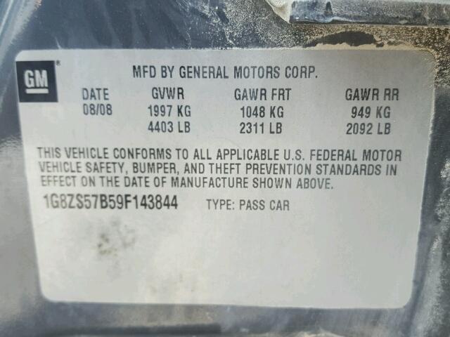 1G8ZS57B59F143844 - 2009 SATURN AURA GRAY photo 10