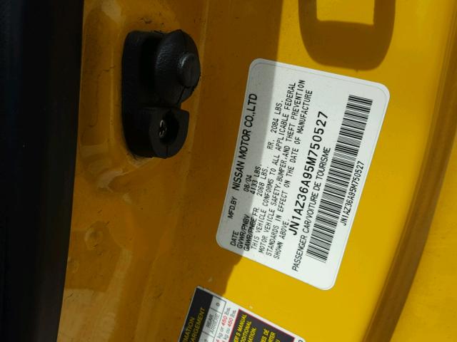 JN1AZ36A95M750527 - 2005 NISSAN 350Z ROADS YELLOW photo 10