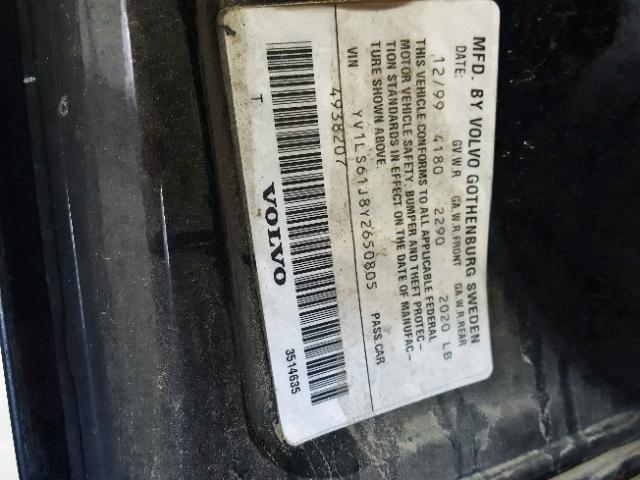 YV1LS61J8Y2650805 - 2000 VOLVO S70 BASE BLACK photo 10