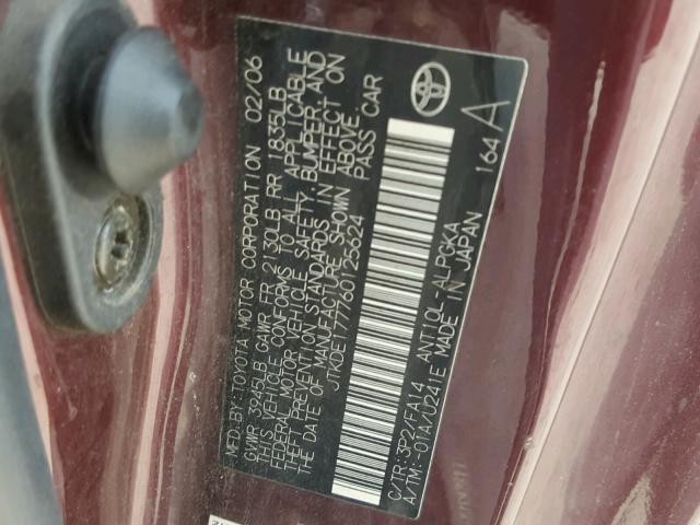 JTKDE177760125624 - 2006 TOYOTA SCION TC 栗色 照片 10