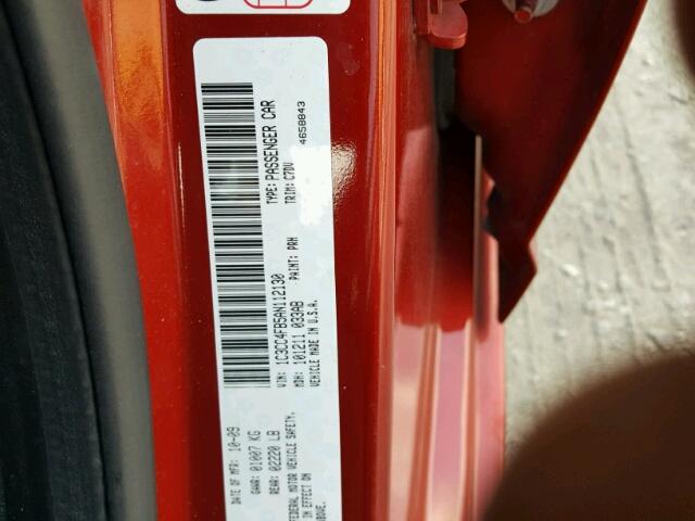 1C3CC4FB5AN112130 - 2010 CHRYSLER SEBRING TO RED photo 10