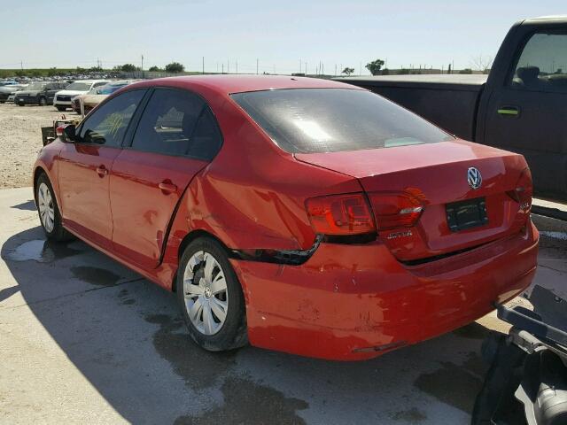 3VWDP7AJ5CM454112 - 2012 VOLKSWAGEN JETTA SE RED photo 3