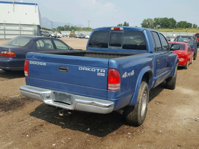 1D7HG48N83S196452 - 2003 DODGE DAKOTA QUA BLUE photo 4