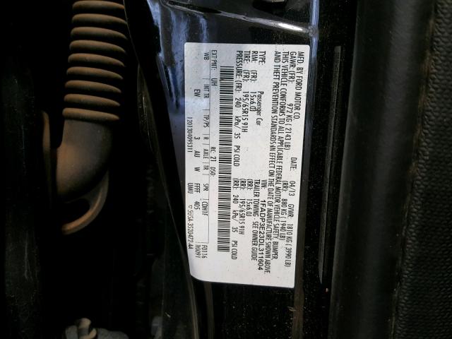 1FADP3E23DL311604 - 2013 FORD FOCUS BLACK photo 10