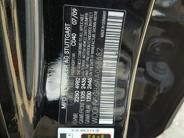 WDDHF5GB6AA068682 - 2010 MERCEDES-BENZ E BLACK photo 10