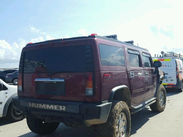 5GRGN23U93H141230 - 2003 HUMMER H2 BURGUNDY photo 4