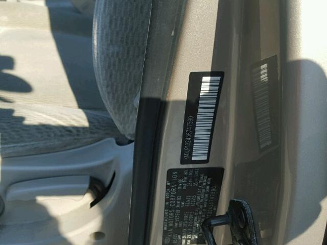 KNDUP132456747590 - 2005 KIA SEDONA EX/ TAN photo 10