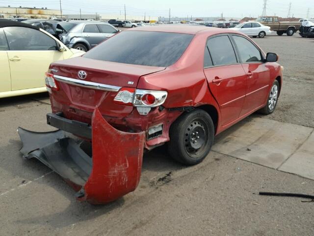 2T1BU4EE9CC828129 - 2012 TOYOTA COROLLA BA RED photo 4