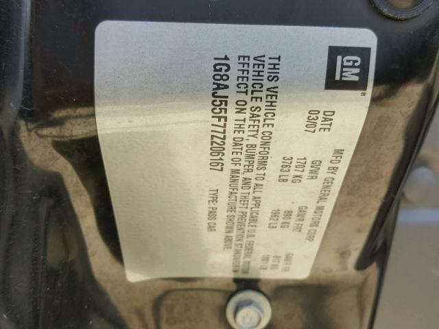 1G8AJ55F77Z206167 - 2007 SATURN ION LEVEL SILVER photo 10