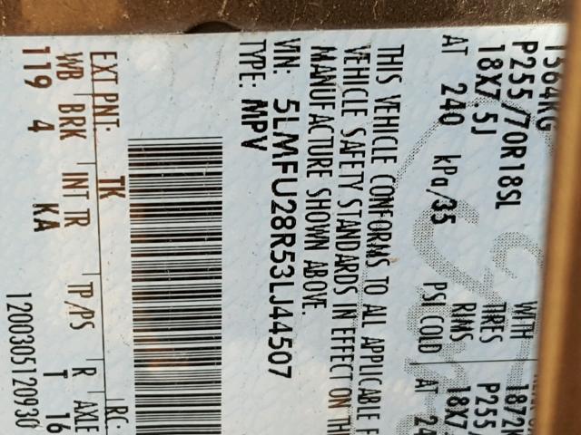 5LMFU28R53LJ44507 - 2003 LINCOLN NAVIGATOR Altın fotoğraf 10