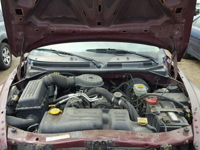 1B7FL16X62S686080 - 2002 DODGE DAKOTA BAS MAROON photo 7