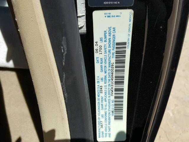 3VWCK31C45M400291 - 2005 VOLKSWAGEN NEW BEETLE შავი ფოტო 10