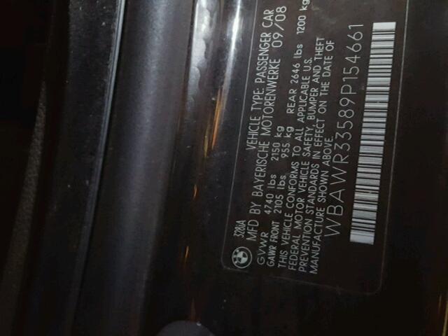 WBAWR33589P154661 - 2009 BMW 328 I SULE BLACK photo 10