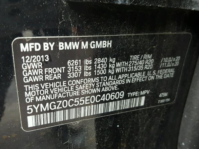 5YMGZ0C55E0C40609 - 2014 BMW X6 M BLACK photo 10