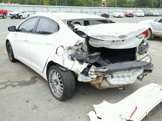 5NPDH4AE6CH150567 - 2012 HYUNDAI ELANTRA GL WHITE photo 3