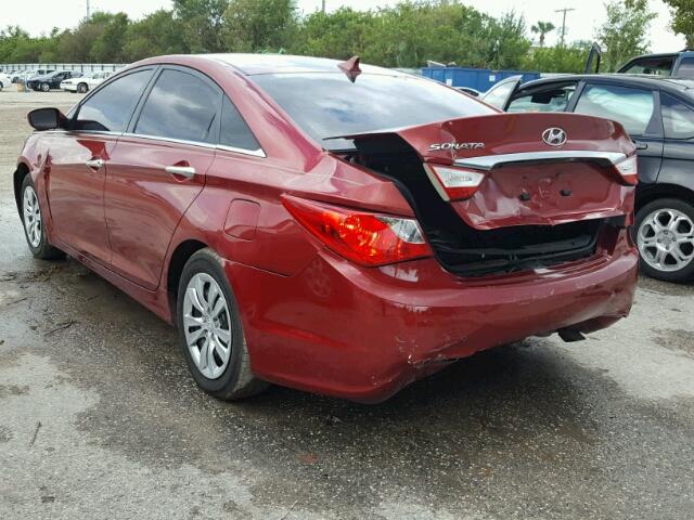 5NPEB4AC3BH148651 - 2011 HYUNDAI SONATA GLS RED photo 3