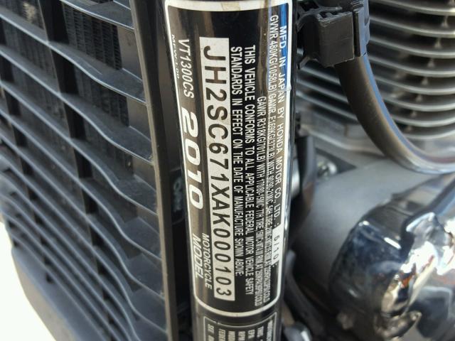 JH2SC671XAK000103 - 2010 HONDA VT1300 CS RED photo 10