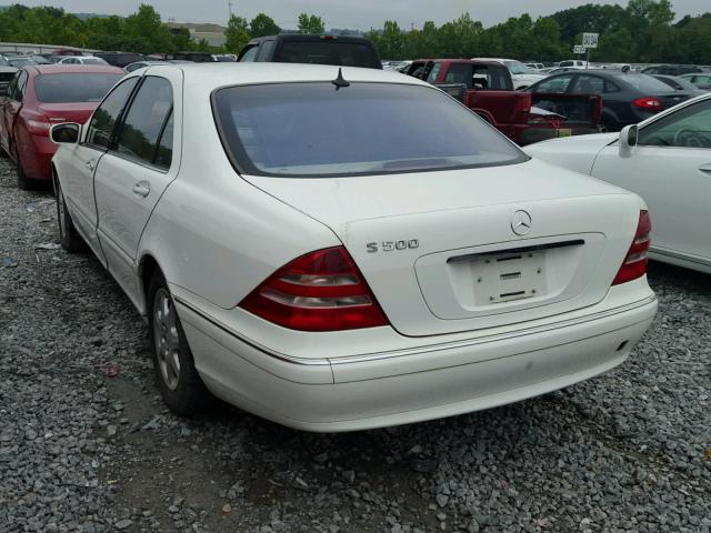 WDBNG75J02A278257 - 2002 MERCEDES-BENZ S500 WHITE photo 3