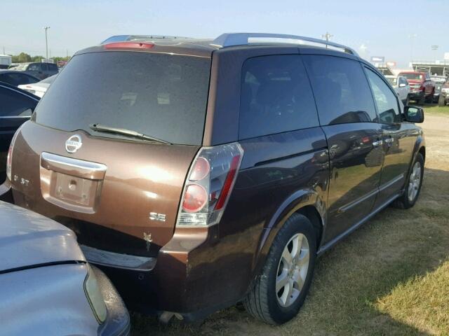 5N1BV28U87N107772 - 2007 NISSAN QUEST BROWN photo 4