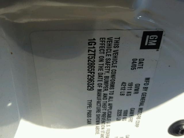 1G1ZT52865F296329 - 2005 CHEVROLET MALIBU LS თეთრი ფოტო 10