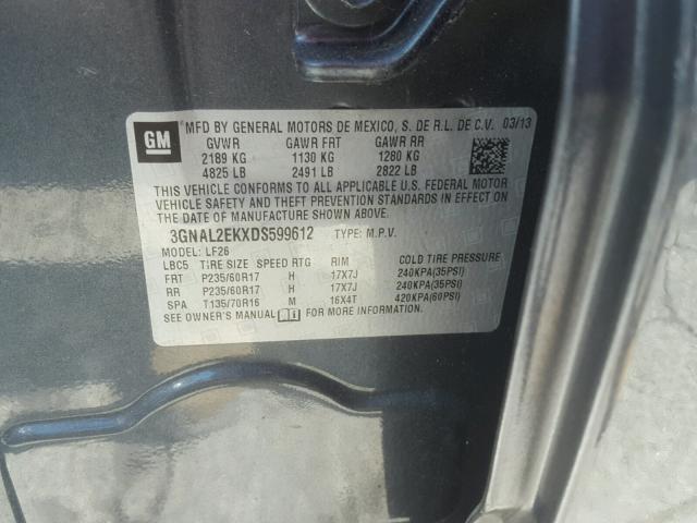 3GNAL2EKXDS599612 - 2013 CHEVROLET CAPTIVA LS 绿色 照片 10