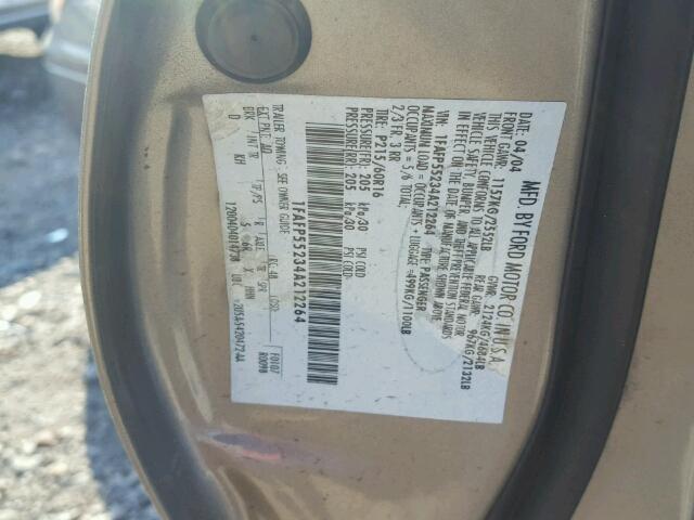 1FAFP55234A212264 - 2004 FORD TAURUS SES BROWN photo 10