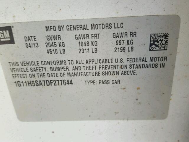 1G11H5SA7DF277644 - 2013 CHEVROLET MALIBU LTZ 银色 照片 10