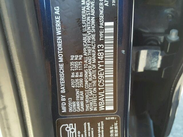 WBAVL1C59EVY14813 - 2014 BMW X1 XDRIVE2 BLUE photo 10