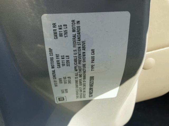 1G1NE52M1W6237390 - 1998 CHEVROLET MALIBU LS ვერცხლისფერი ფოტო 10